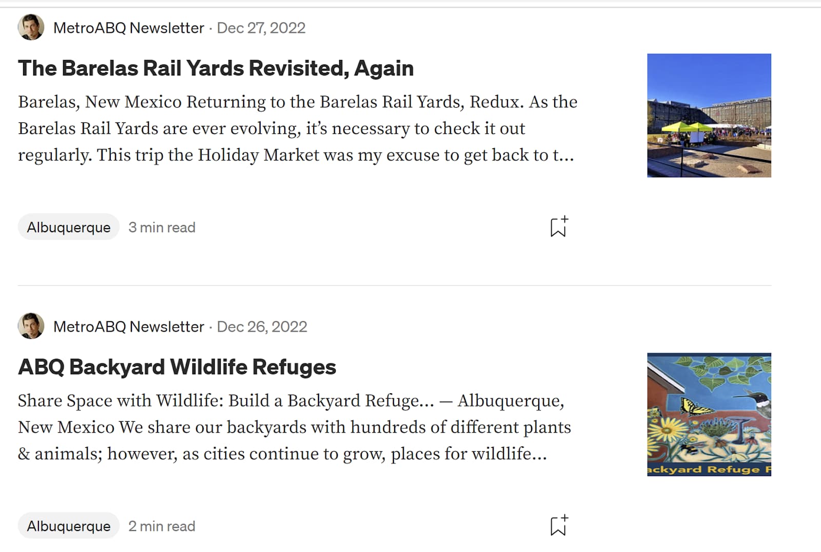 Screenshot of a blogger writing multiple articles about a given city