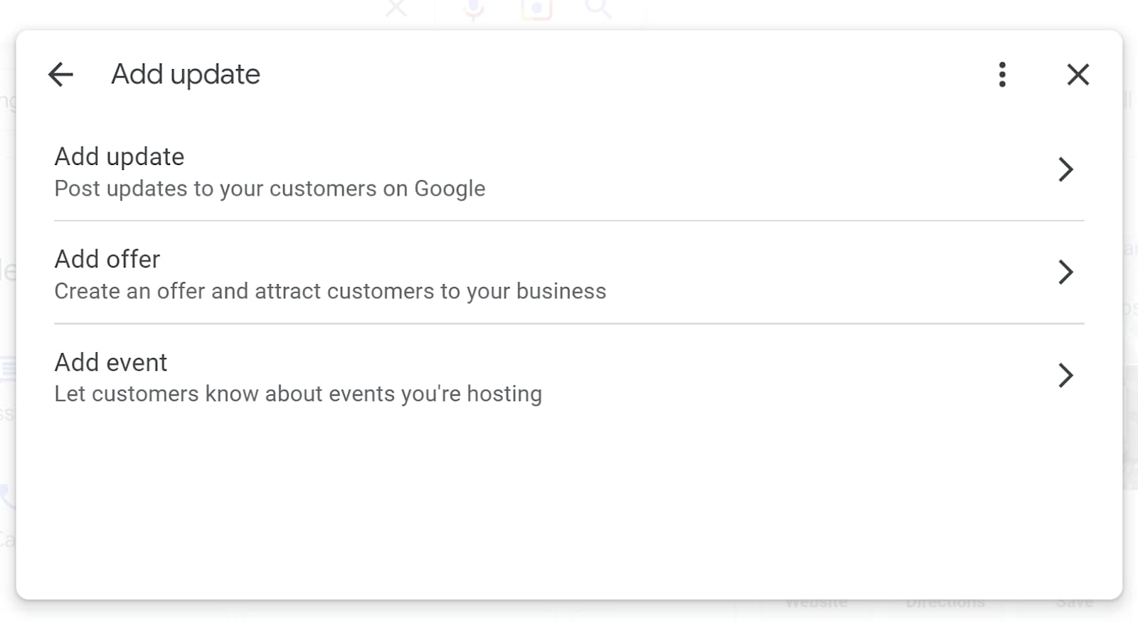 Screenshot of Updates options page of Google's New Merchant Experience