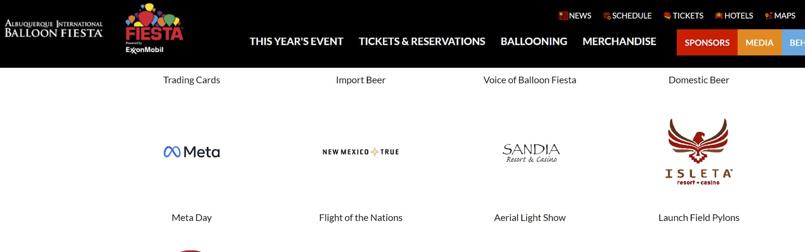 Screenshot of the event website that links to your competitors.