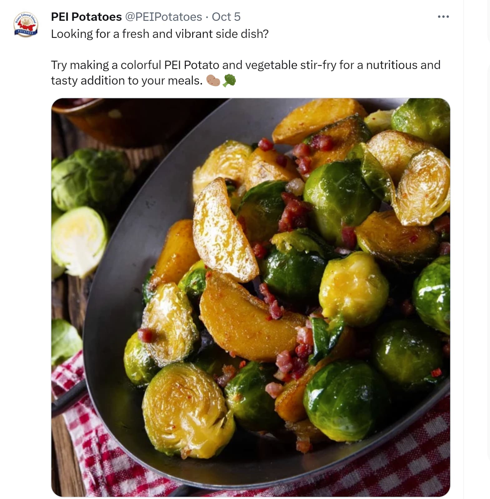 Fresh content being shared by PEI Potatoes on X]