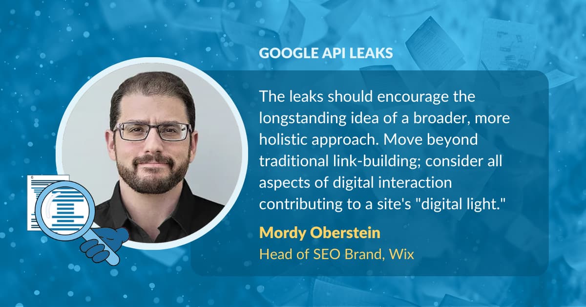Mordy Oberstein Google API leaks quote