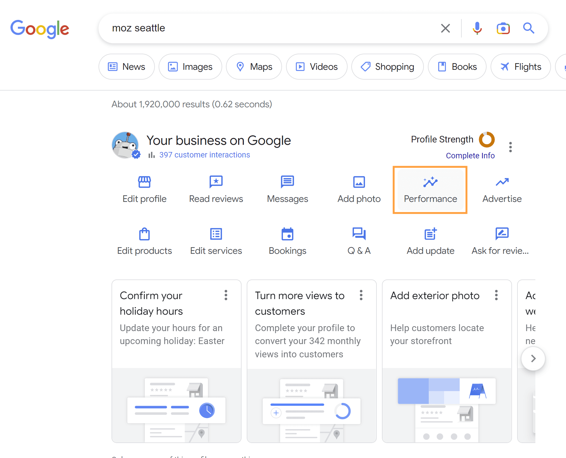 Image of Google Business Profile dashboard