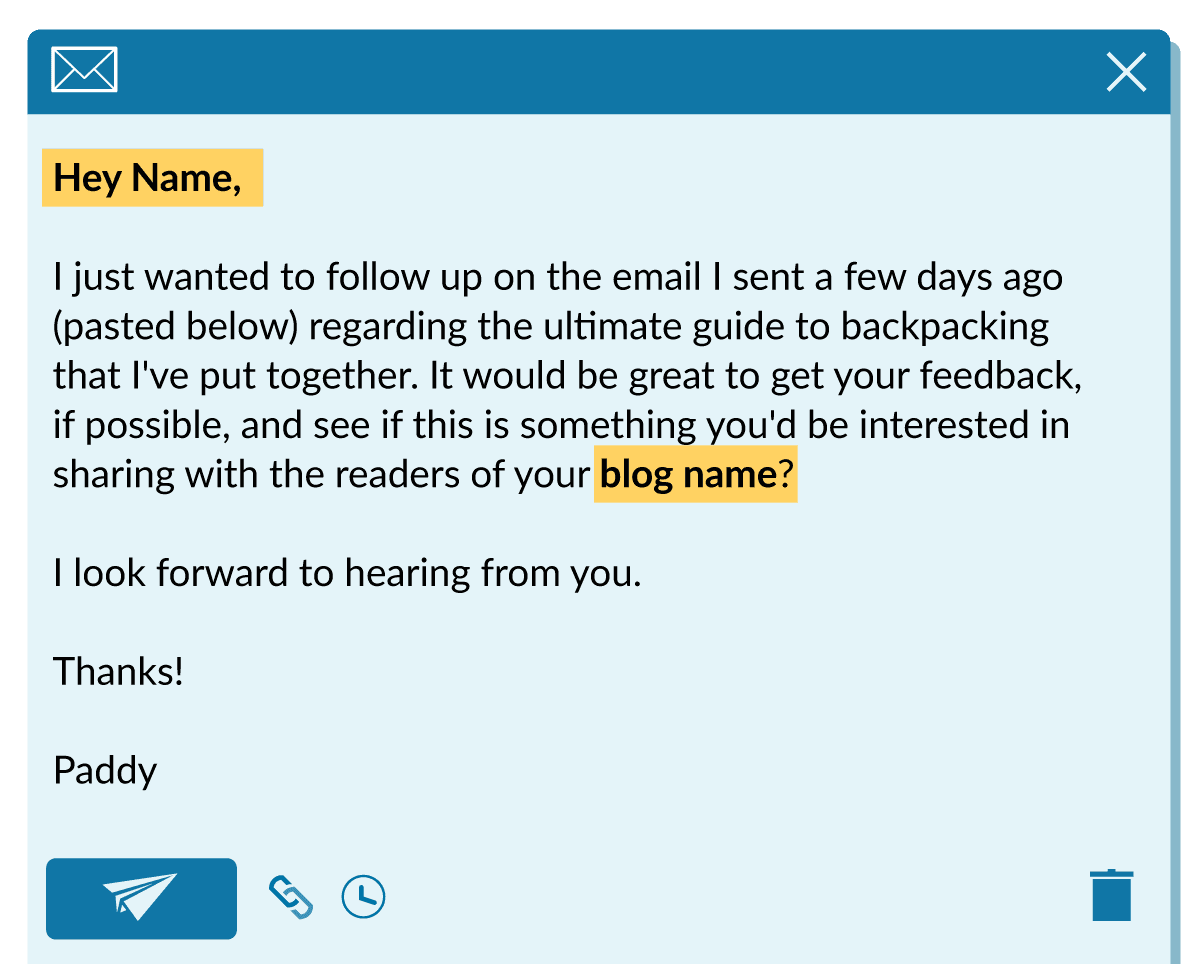 An example of a canned response follow-up email.