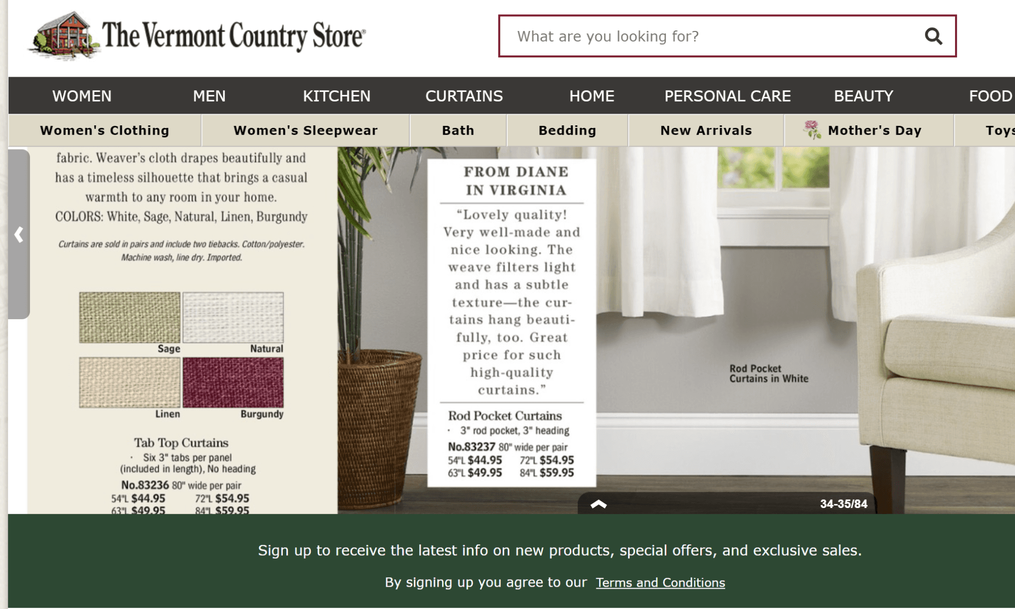 screenshot of UGC on the Vermont Country Store website