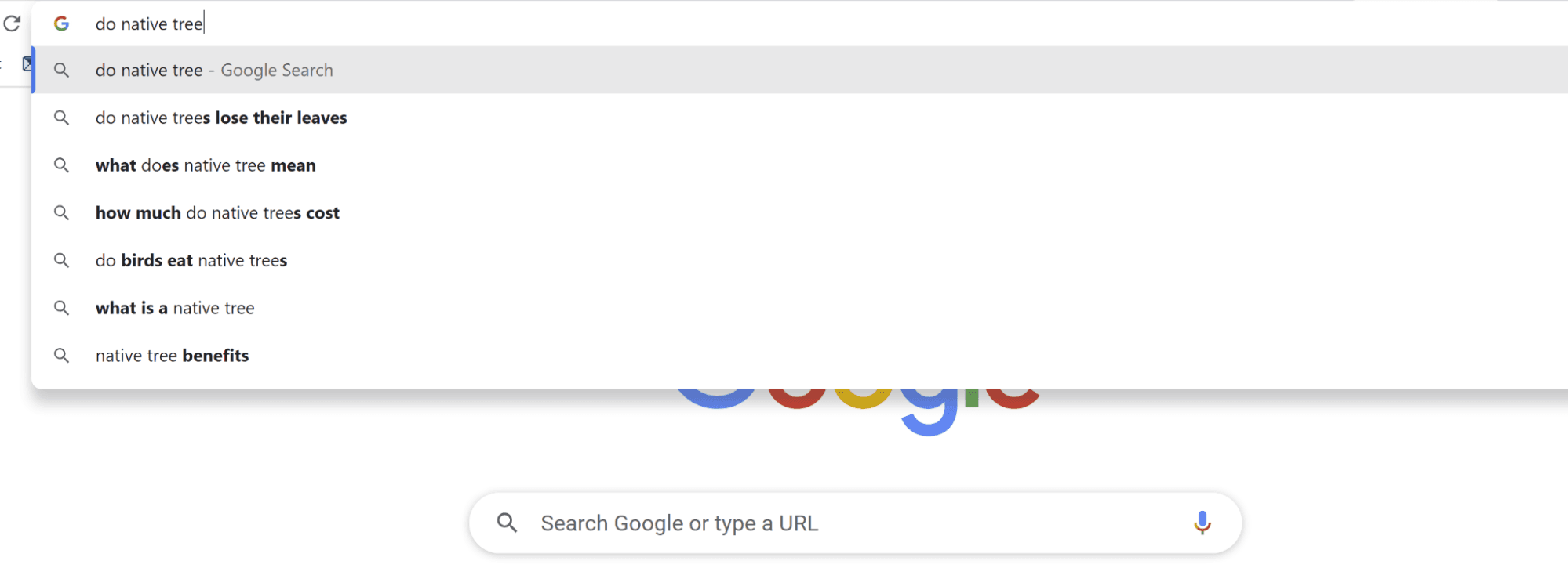 Screenshot of Google auto-completing a query
