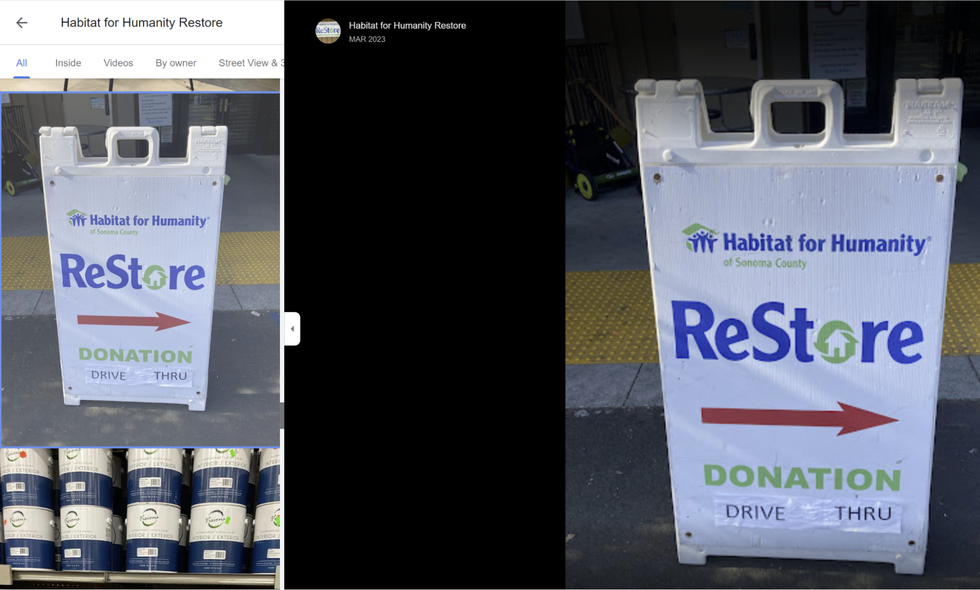 Image of a sandwich board sign for a ReStore location
