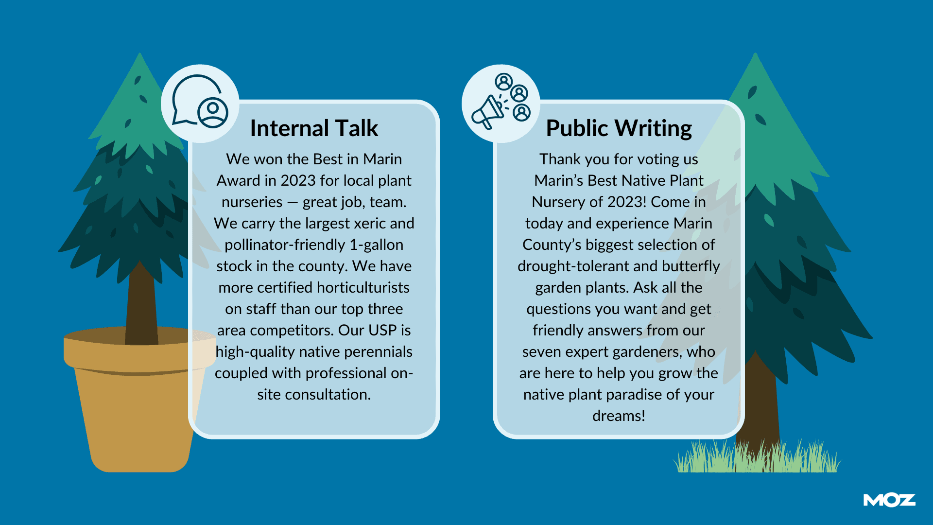 Comparing two pieces of text, one that uses internal language and one that uses public language
