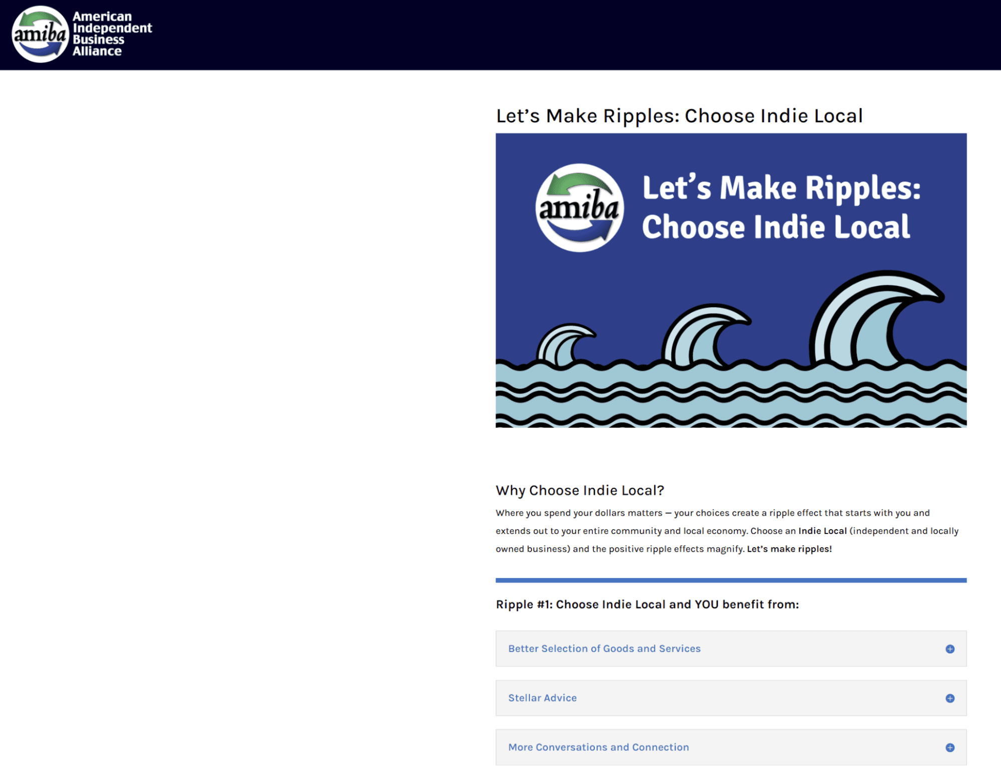 Screenshot of the Let's Make Ripples page