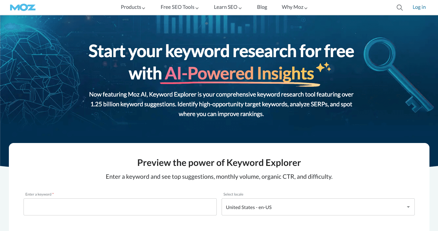 Screenshot of Moz's Keyword Explorer