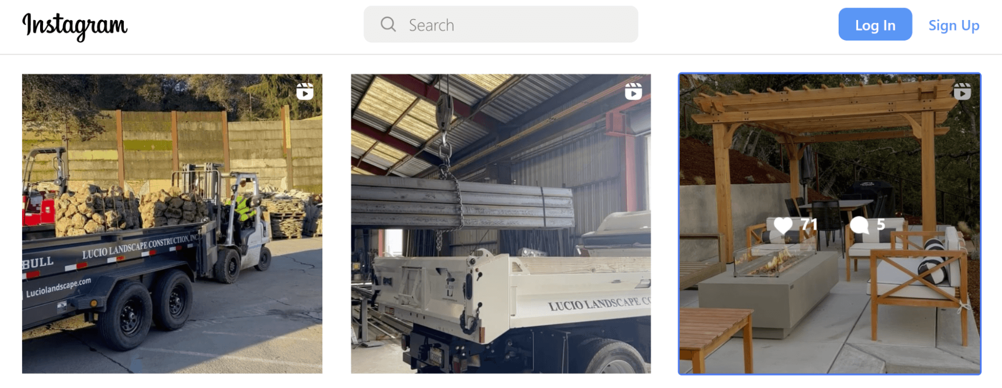 screenshot of video content search results