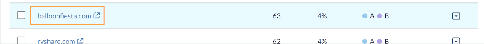 Screenshot of Link Intersect finding an event website that links to your competitors